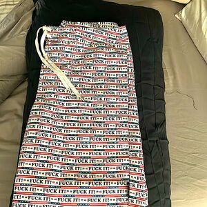 HUF white Red and blue Black Text Print Board Shorts